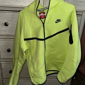 Nike tech Neon Yellow Zip-Up Hoodie